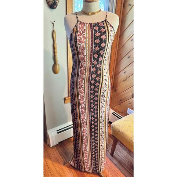 Bohemian Striped Maxi Floral Dress - Picture 2 of 8